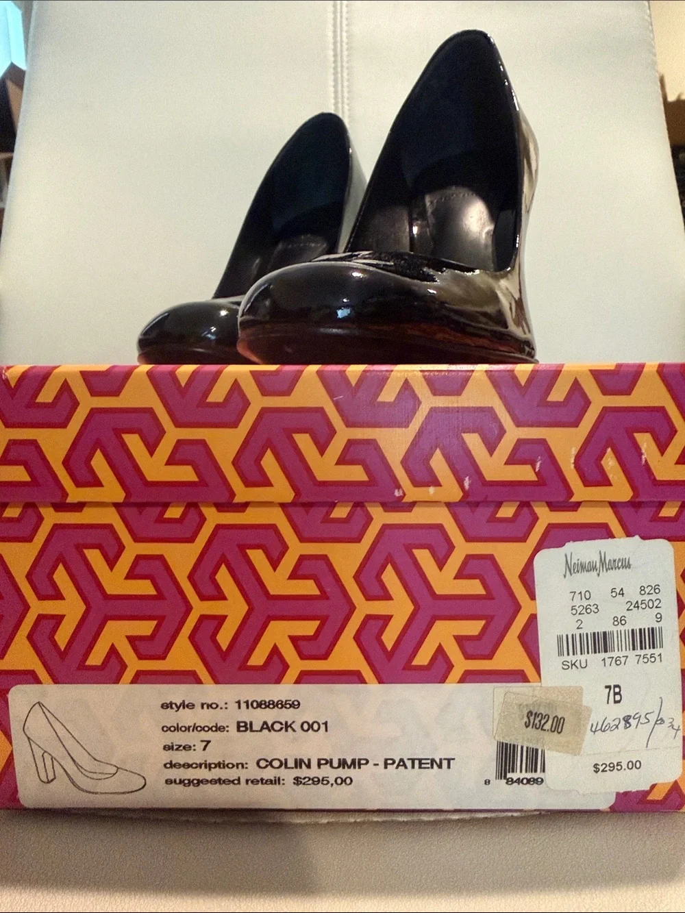 Tory Burch Black Patent Block Heel Pumps - Picture 8 of 8